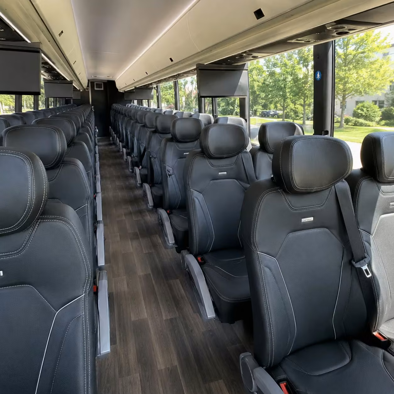 56 passenger charter bus inside